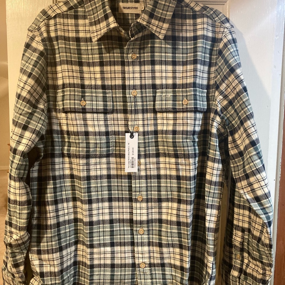 Taylor Stitch The Ledge Shirt. Blue Plaid. New with tags. Size Large.